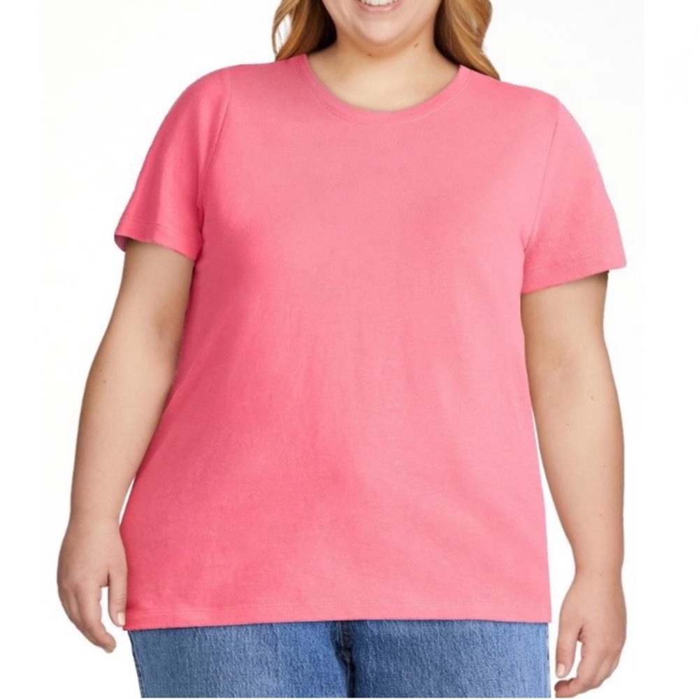 Time and Tru Women’s Pink Short Sleeve Relaxed Fit, Crewneck Tee Size XXXL (22)